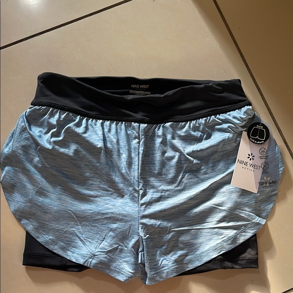 Nine West Blue and Black Athletic Shorts Lightweight Performance
